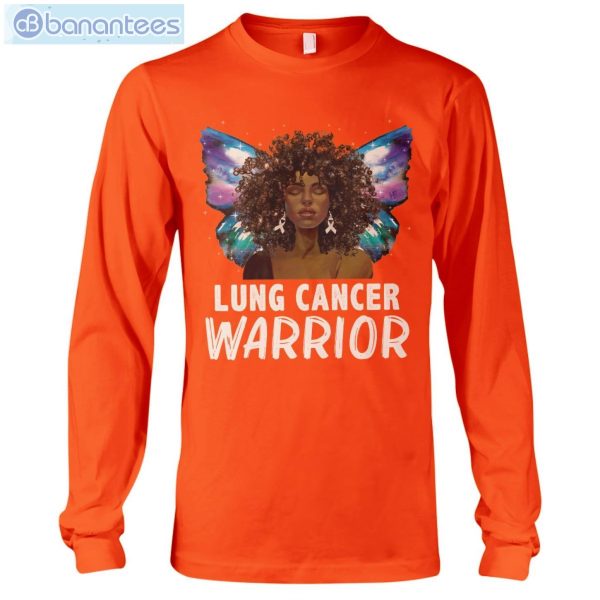 Afro Black Woman White Ribbon Lung Cancer Awareness T-Shirt Long Sleeve Tee Product Photo 10