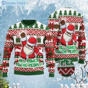 All Power To The People Santa Fist Ugly Christmas Sweaterproduct photo 1