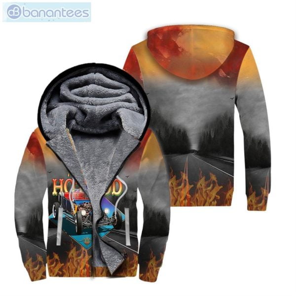 American Hot Rod Fire Pattern All Over Print Fleece Zip Hoodieproduct photo 1