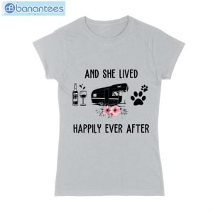 And She Lived Happily Ever After Wine Camper Dog T-Shirt Long Sleeve Tee Product Photo 2