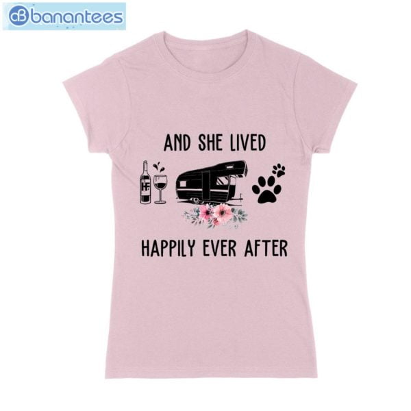 And She Lived Happily Ever After Wine Camper Dog T-Shirt Long Sleeve Tee Product Photo 3