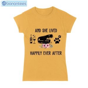 And She Lived Happily Ever After Wine Camper Dog T-Shirt Long Sleeve Tee Product Photo 4