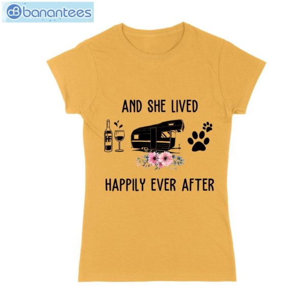 And She Lived Happily Ever After Wine Camper Dog T-Shirt Long Sleeve Tee Product Photo 4