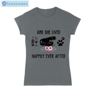 And She Lived Happily Ever After Wine Camper Dog T-Shirt Long Sleeve Tee Product Photo 5