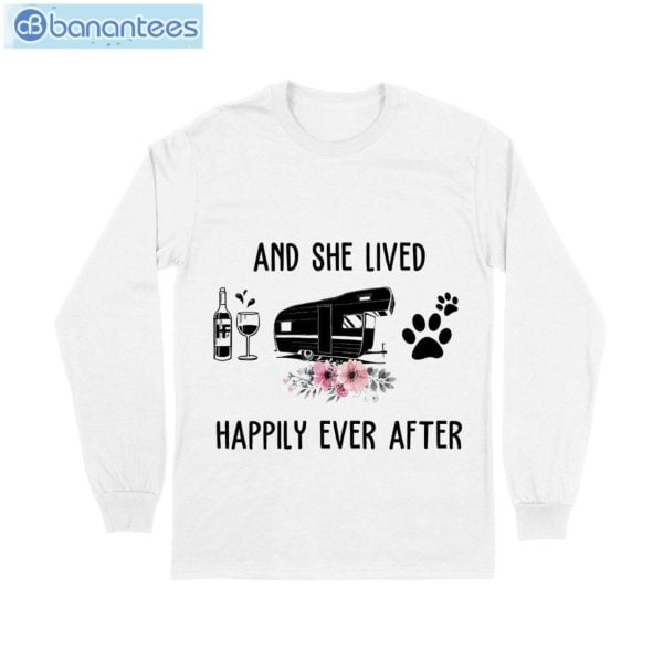 And She Lived Happily Ever After Wine Camper Dog T-Shirt Long Sleeve Tee Product Photo 6
