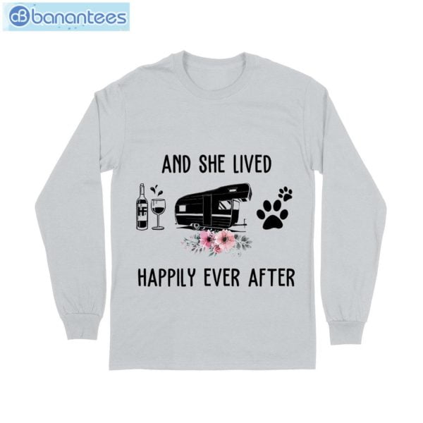 And She Lived Happily Ever After Wine Camper Dog T-Shirt Long Sleeve Tee Product Photo 7