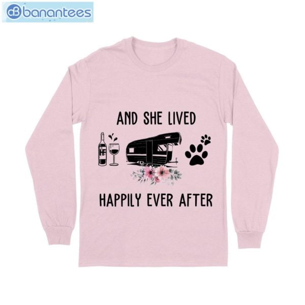 And She Lived Happily Ever After Wine Camper Dog T-Shirt Long Sleeve Tee Product Photo 8