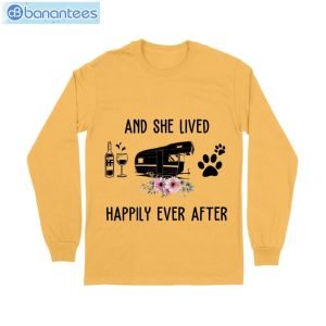 And She Lived Happily Ever After Wine Camper Dog T-Shirt Long Sleeve Tee Product Photo 9