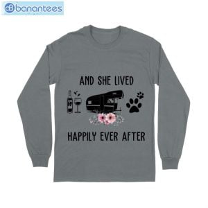 And She Lived Happily Ever After Wine Camper Dog T-Shirt Long Sleeve Tee Product Photo 10