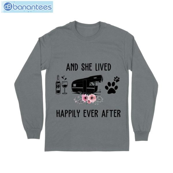 And She Lived Happily Ever After Wine Camper Dog T-Shirt Long Sleeve Tee Product Photo 10
