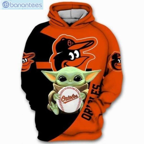 Baltimore Orioles Baseball Baby Yoda Star Wars 3D Hoodie Product Photo 1
