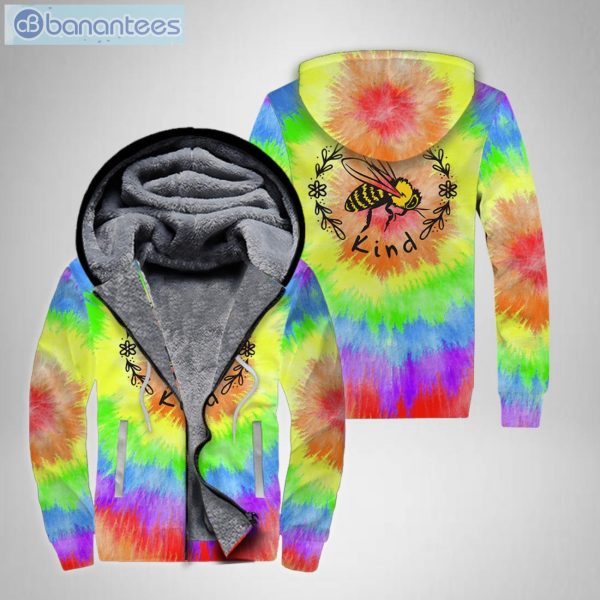 Bee Kind Tie-Dye Colorful All Over Print Fleece Zip Hoodieproduct photo 1