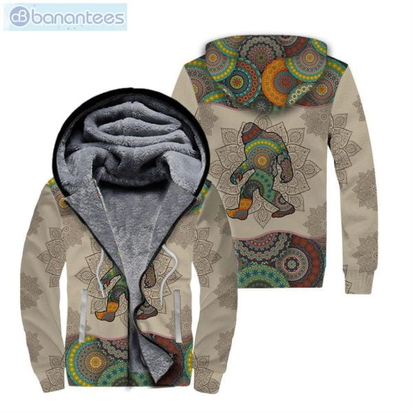 Bigfoot Mandala Grey All Over Print Fleece Zip Hoodieproduct photo 1