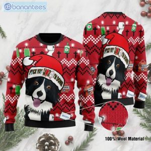 Black And White Border Collie Christmas Ugly Sweater Product Photo 1