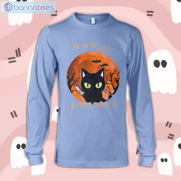 Black Cat 6 Feet People Halloween Long Sleeve T-Shirt Product Photo 3