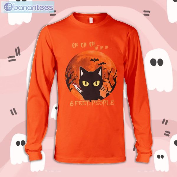 Black Cat 6 Feet People Halloween Long Sleeve T-Shirt Product Photo 4