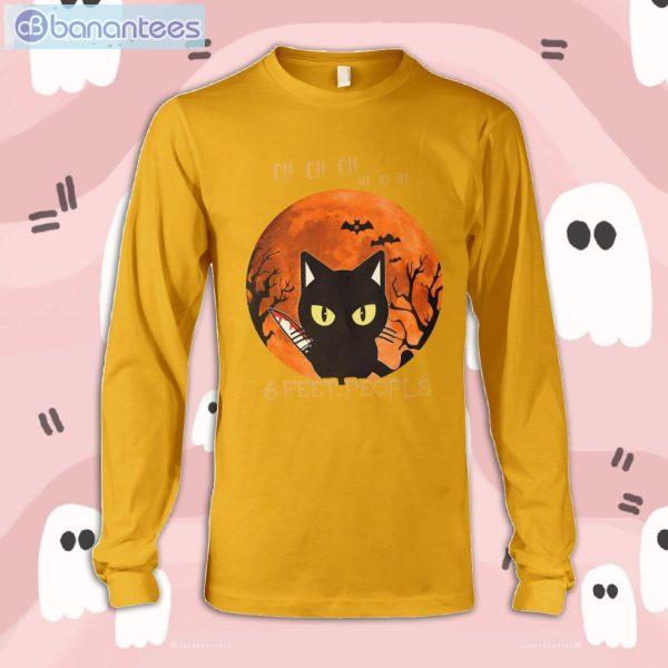 Black Cat 6 Feet People Halloween Long Sleeve T-Shirt Product Photo 5
