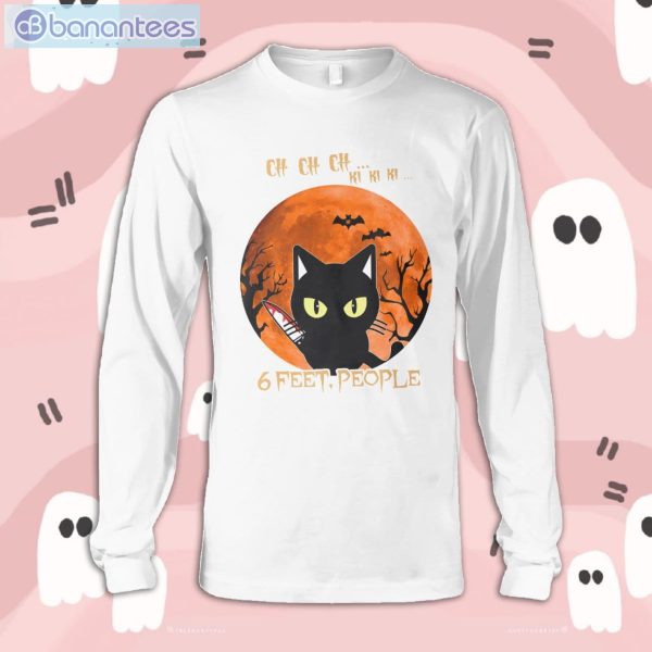 Black Cat 6 Feet People Halloween Long Sleeve T-Shirt Product Photo 1