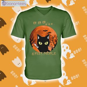 Black Cat 6 Feet People Halloween Men V-Neck T-Shirt Product Photo 3