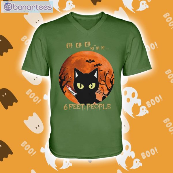Black Cat 6 Feet People Halloween Men V-Neck T-Shirt Product Photo 3
