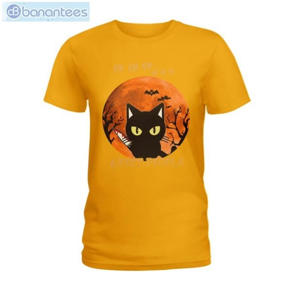 Black Cat 6 Feet People Halloween T-Shirt Long Sleeve Tee Product Photo 4