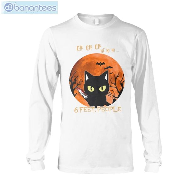 Black Cat 6 Feet People Halloween T-Shirt Long Sleeve Tee Product Photo 6