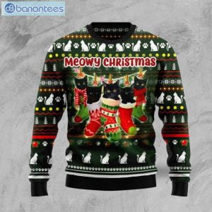 Black Cat Socks Christmas Ugly Sweater Product Photo 1