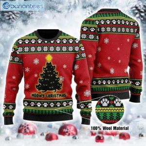 Black Cat Tree Meowy Christmas Ugly Sweater Product Photo 1