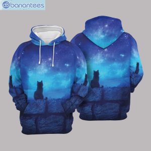 Bloack Cat An Star Sky All Over Print 3D Hoodie Product Photo 1