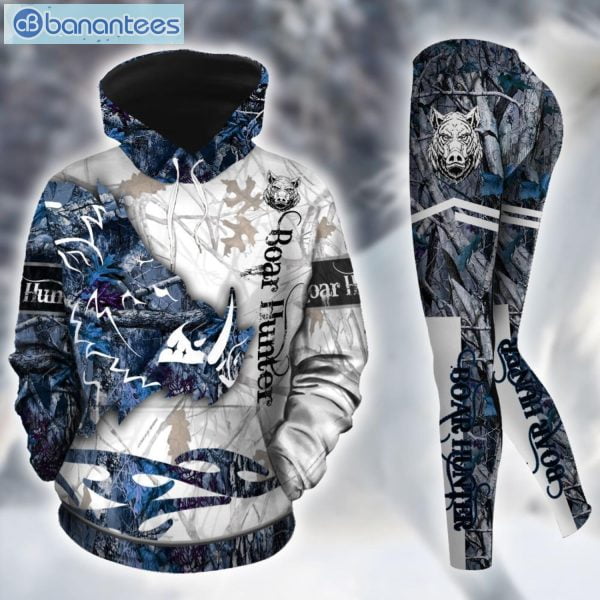 Boar Hunter Cool Navy Blue 3D Printed Leggings Hoodie Set Product Photo 2