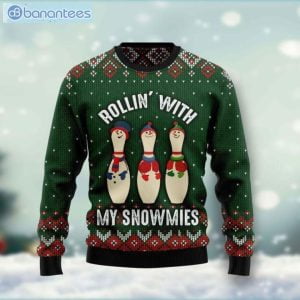 Bowling Rollin' With My Snowmies Christmas Ugly Sweater Product Photo 1