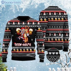 Brewdolph Santa And Reindeer Christmas Ugly Christmas Sweaterproduct photo 1