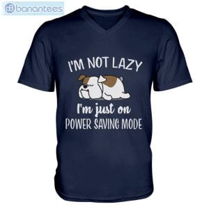 Bulldog Im Not Lazy I'm Just On Power Saving Mode Men V-Neck T-Shirt Product Photo 2