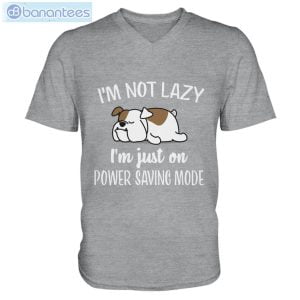 Bulldog Im Not Lazy I'm Just On Power Saving Mode Men V-Neck T-Shirt Product Photo 3