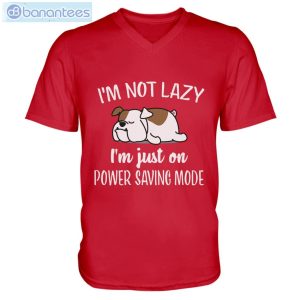 Bulldog Im Not Lazy I'm Just On Power Saving Mode Men V-Neck T-Shirt Product Photo 4