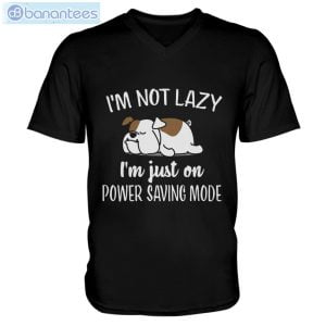 Bulldog Im Not Lazy I'm Just On Power Saving Mode Men V-Neck T-Shirt Product Photo 1