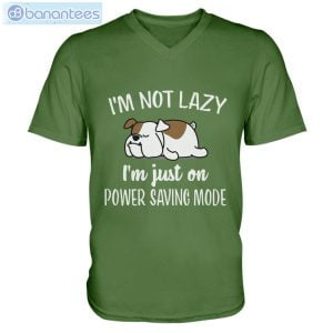 Bulldog Im Not Lazy I'm Just On Power Saving Mode Men V-Neck T-Shirt Product Photo 5