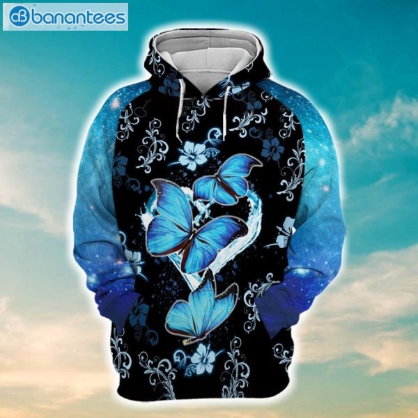 Butterfly Flowers Blue Galaxy 3D Printed Leggings Hoodie Set Product Photo 1