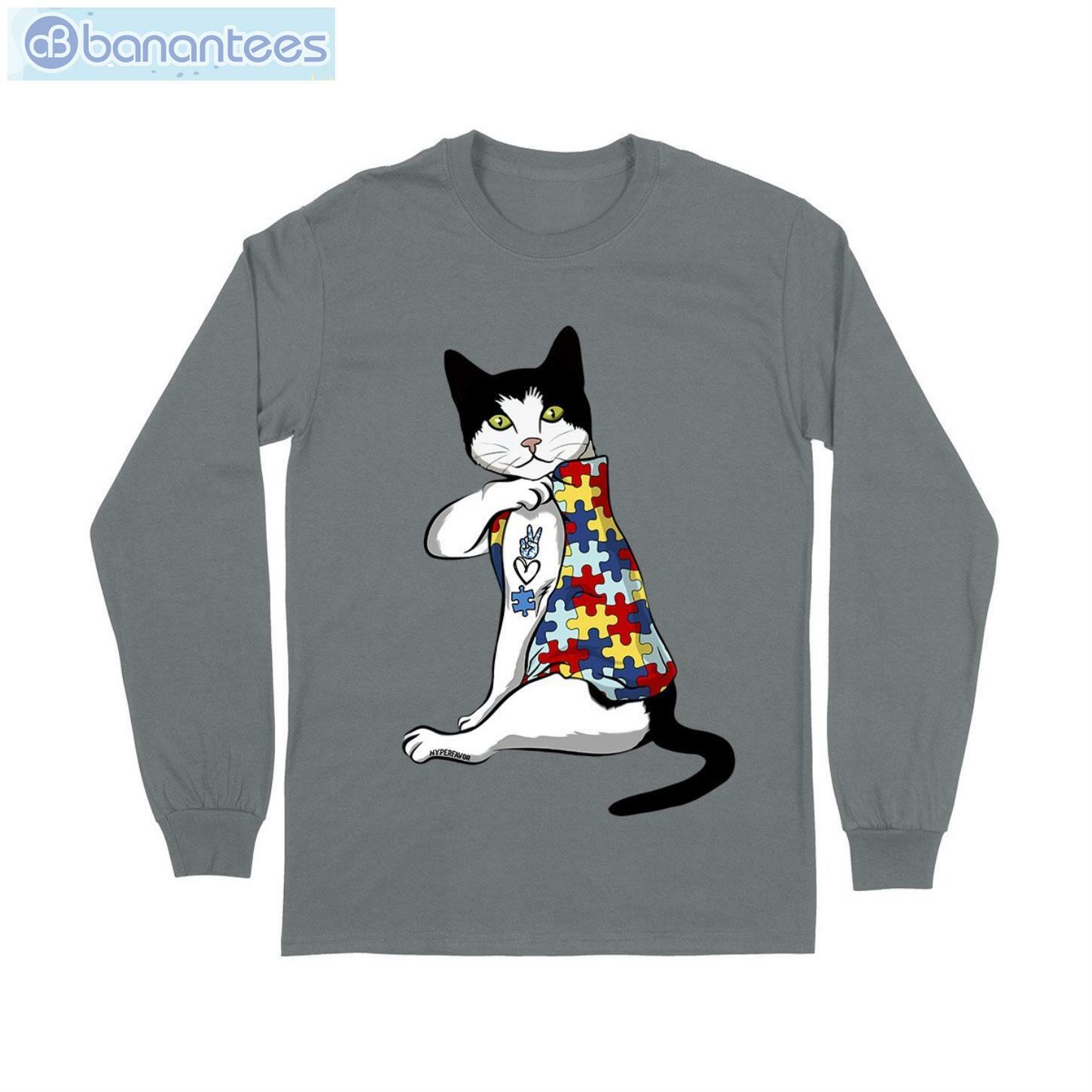 Cat Autism Awareness Peace Love T-Shirt Long Sleeve Tee Cat Autism Awareness Peace Love T-Shirt Long Sleeve Tee Product Photo 6
