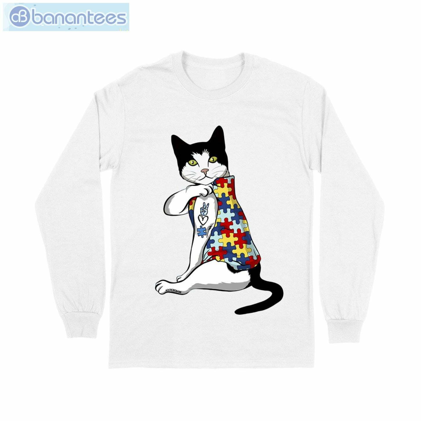 Cat Autism Awareness Peace Love T-Shirt Long Sleeve Tee Cat Autism Awareness Peace Love T-Shirt Long Sleeve Tee Product Photo 7