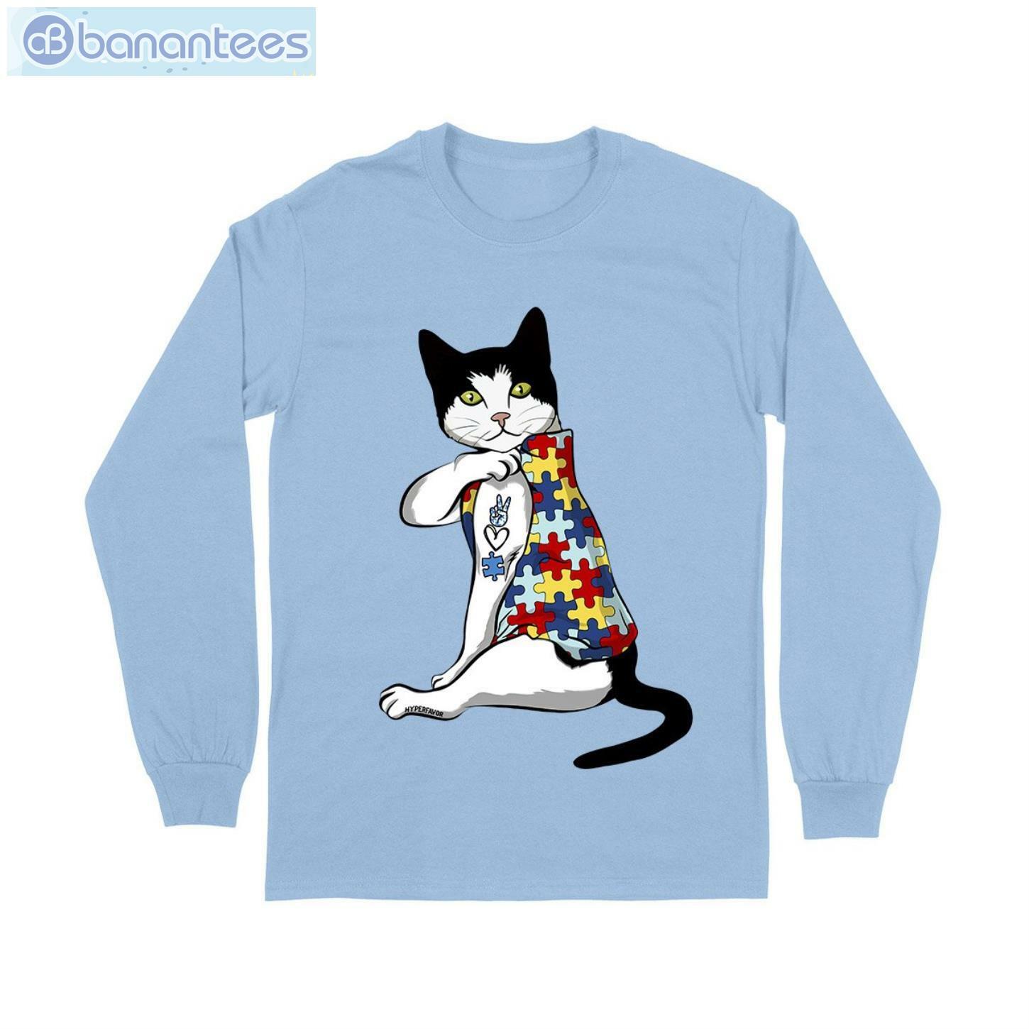 Cat Autism Awareness Peace Love T-Shirt Long Sleeve Tee Cat Autism Awareness Peace Love T-Shirt Long Sleeve Tee Product Photo 10