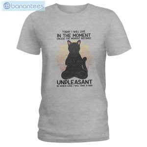 Cat Meditation I Will Live In The Moment T-Shirt Long Sleeve Tee Product Photo 2