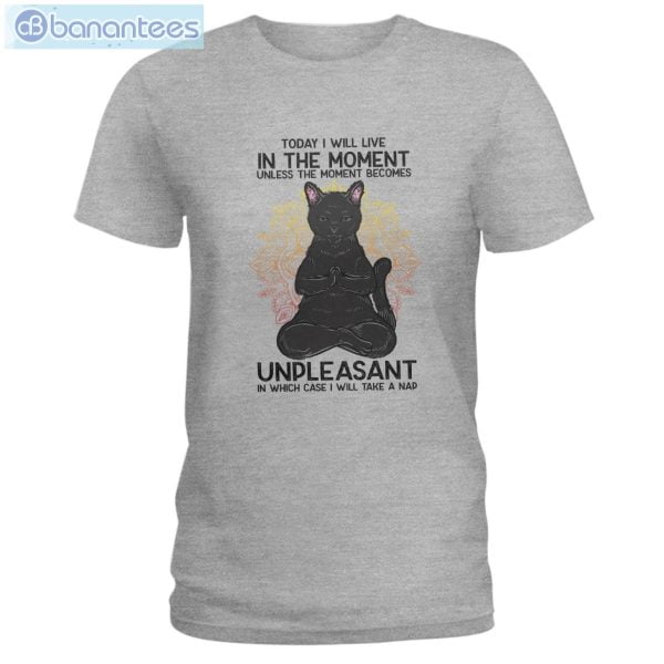 Cat Meditation I Will Live In The Moment T-Shirt Long Sleeve Tee Product Photo 2