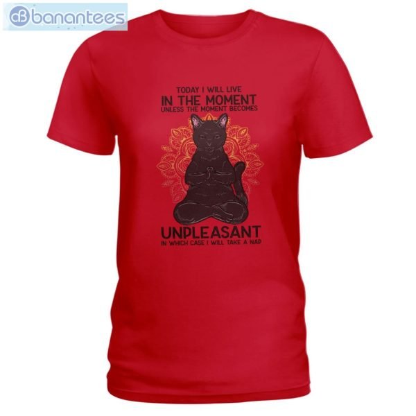 Cat Meditation I Will Live In The Moment T-Shirt Long Sleeve Tee Product Photo 4