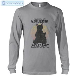 Cat Meditation I Will Live In The Moment T-Shirt Long Sleeve Tee Product Photo 7