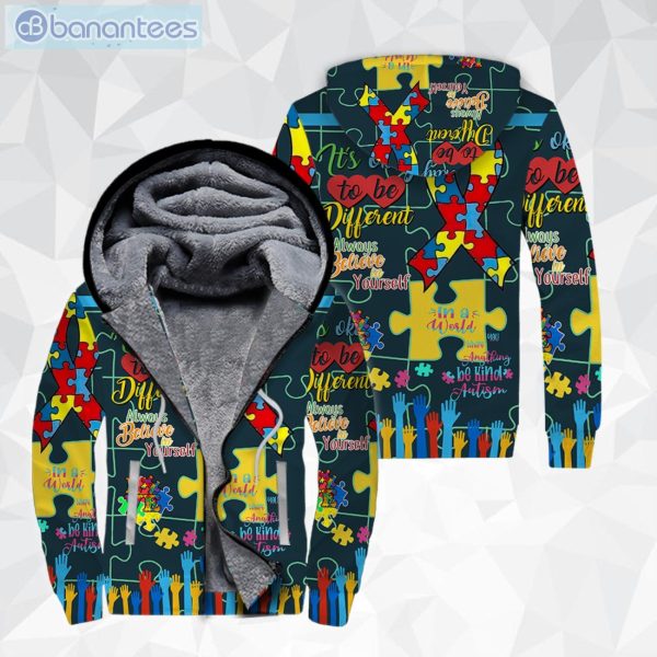 Colorful Autism Awareness All Over Print Fleece Zip Hoodieproduct photo 1