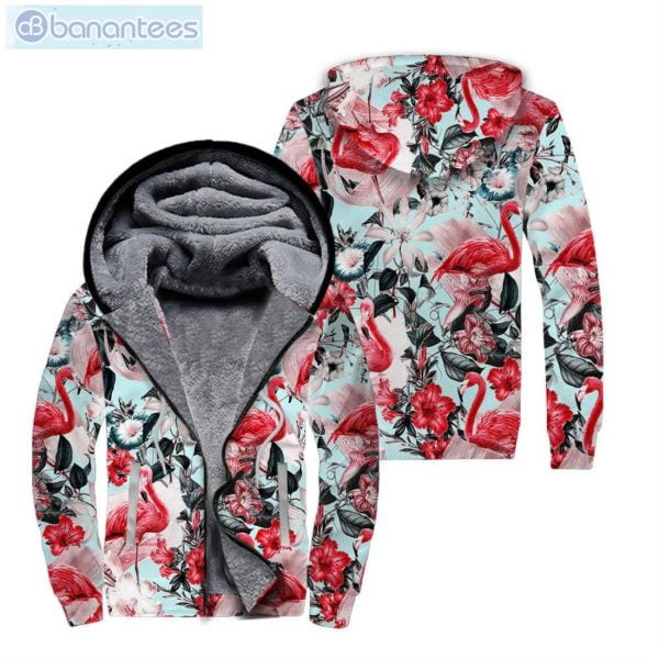 Cute Flamingo Pink Flamingo All Over Print Fleece Zip Hoodieproduct photo 1