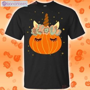 Cute Unicorn Pumpkin Halloween T-Shirt Product Photo 1