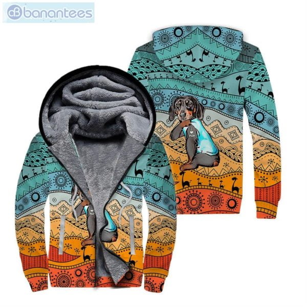 Dachshund Dog Loves Mom All Over Print Fleece Zip Hoodieproduct photo 1