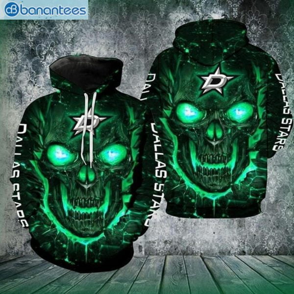 Dallas Stars Skull Green And Black All Over Print 3D Hoodie Product Photo 1